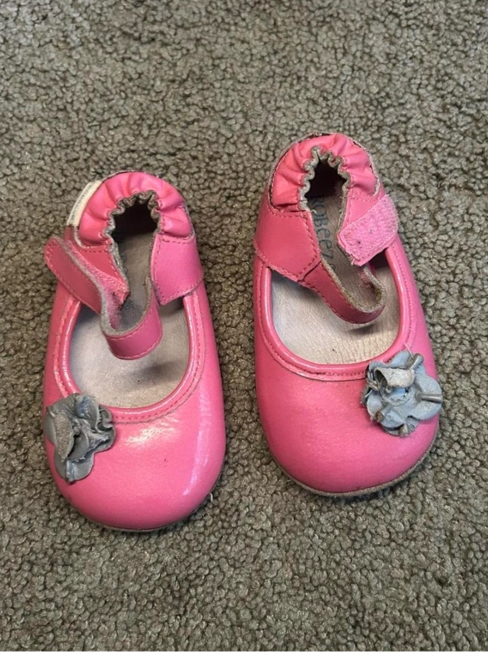 Robeez Girls Pink Mary Jane Flower Ballet Flats 9-12 months